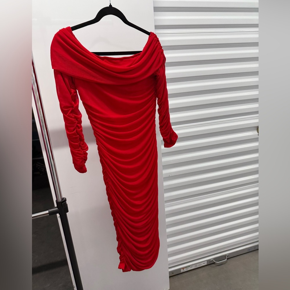 Elegant Red Off-Shoulder Dress